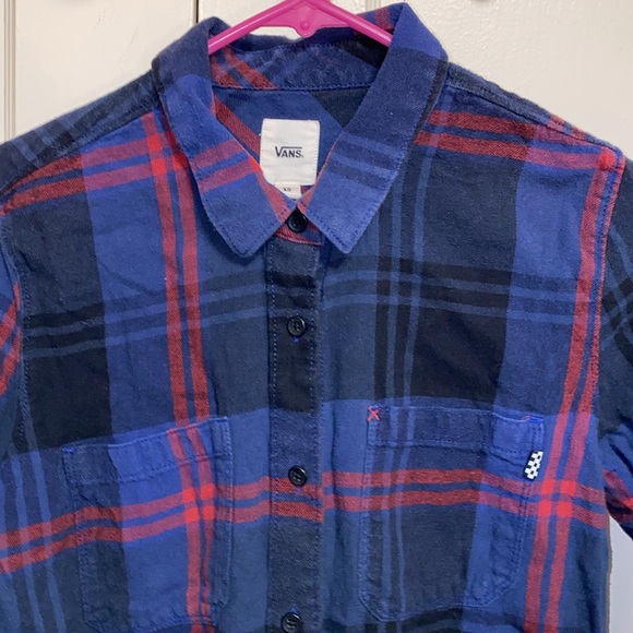 Vans Medium Blue Red Button Up Long Sleeve Casual Outdoors Shirt - Picture 4 of 13